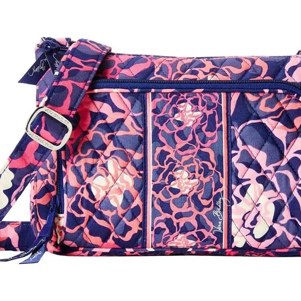 Vera Bradley Pink and Blue Katalina Print Little Hipster Crossbody Women's Bag